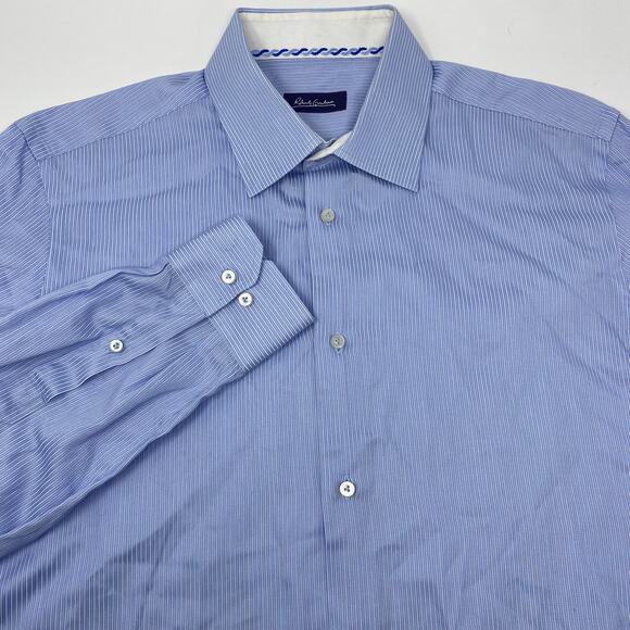 Robert Graham 16 1/2 42 Blue White Striped Long Sleeve Button Down Shirt‎ - Picture 1 of 4